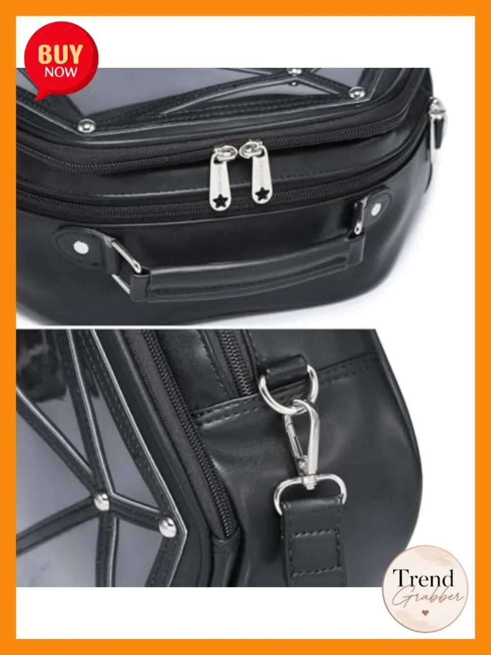 Hexagonal PU Ita Backpack, Clear Pin Window Crossbody Purse for Anime Fans